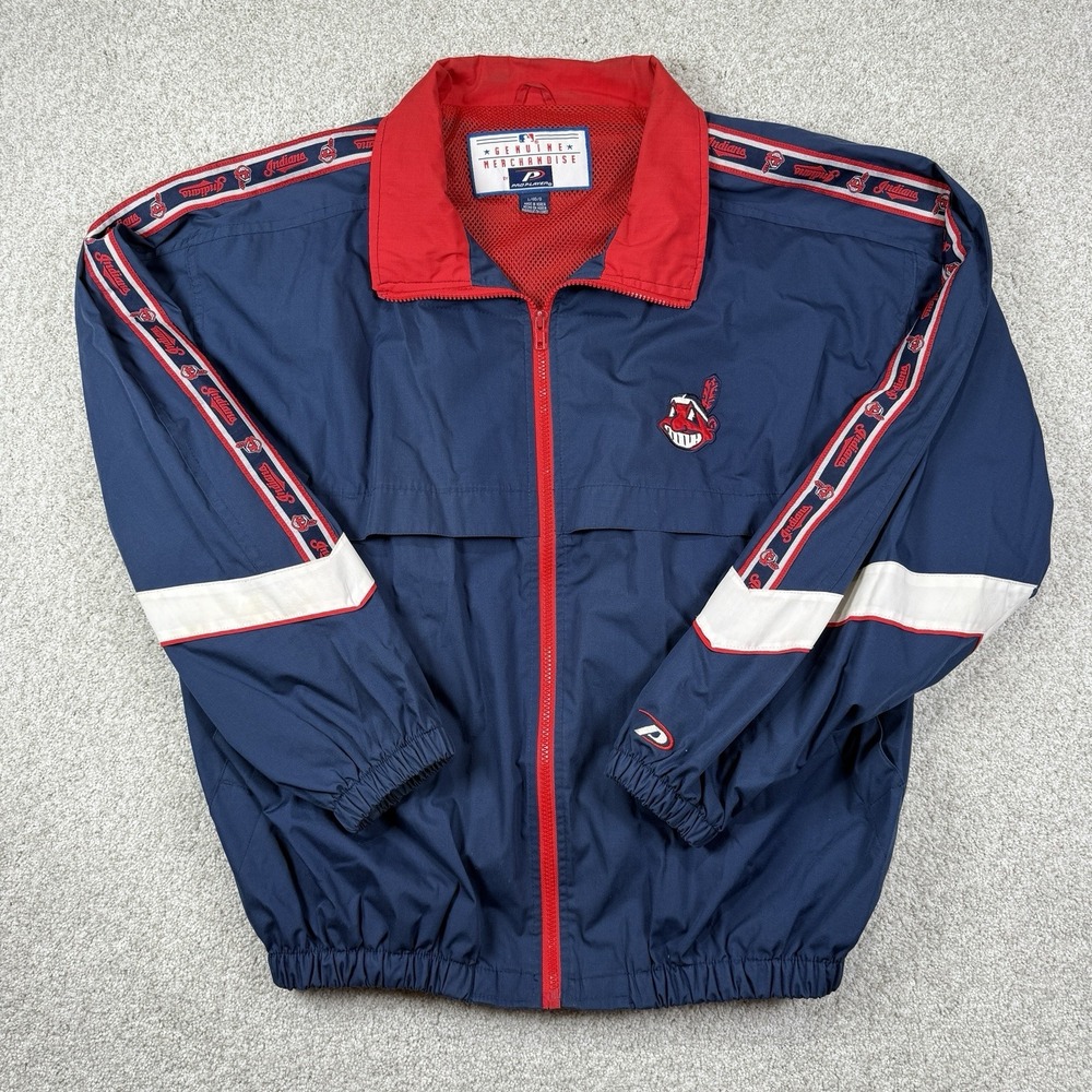 Vintage Cleveland Indians Chief Wahoo Pro Player Full Zip‎ Windbreaker Jacket L